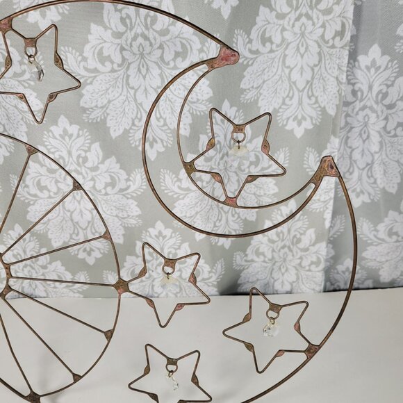 Vintage celestial wall or window hanging with clear crystals and aqua chalcedony - Picture 5 of 8